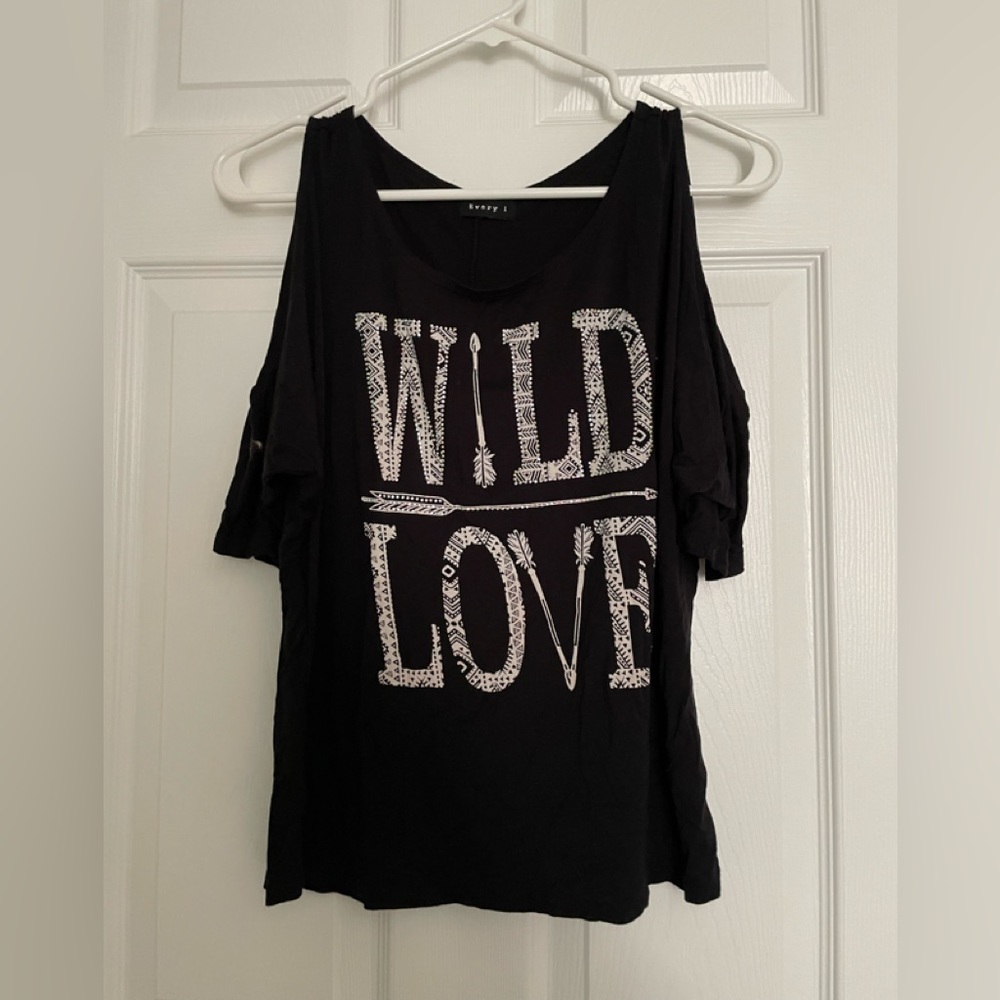 Black Cut Out Shoulder Top